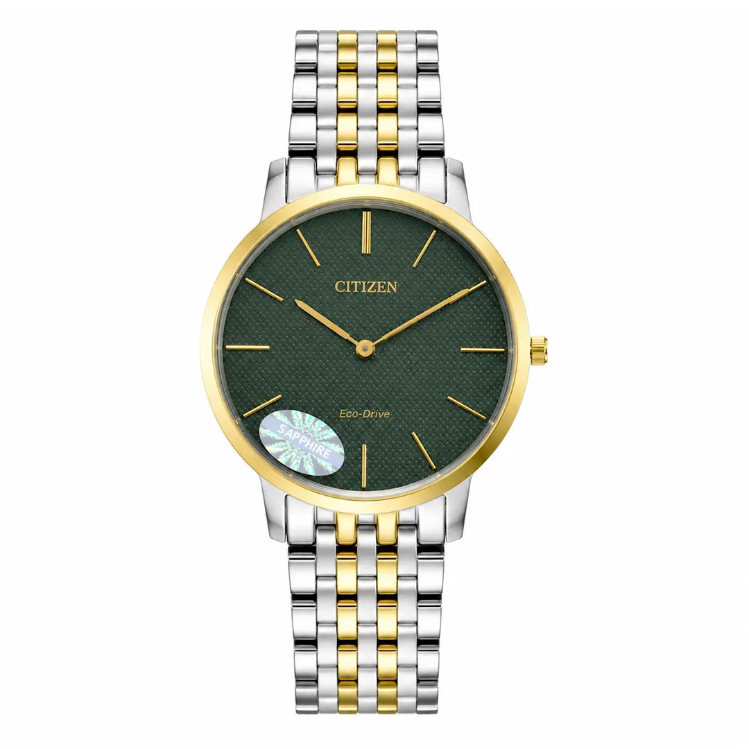 Citizen Eco-Drive Slim Series (Quartz Master Copy) | Premium Textured Dial with Bi-Tonal Link Bracelet