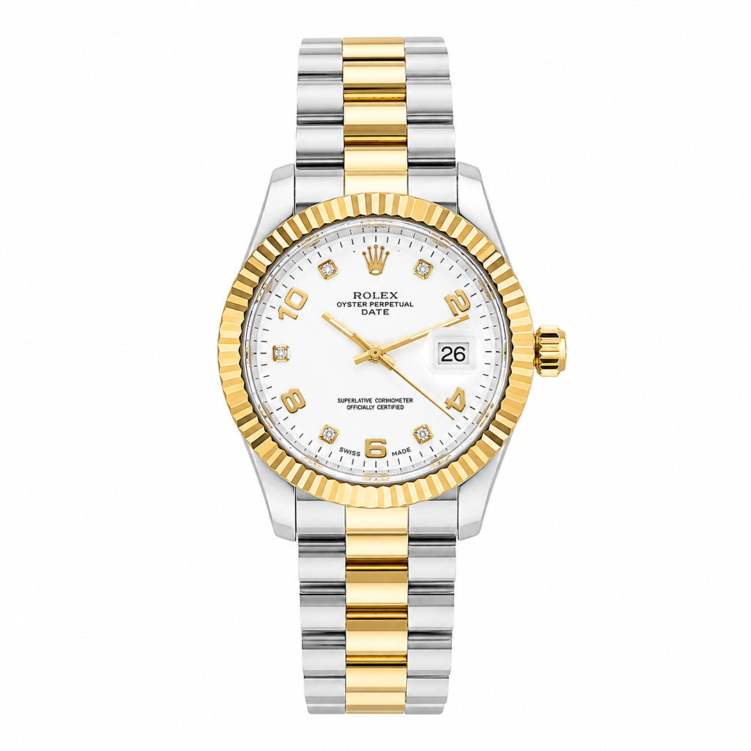 Rolex Datejust Style Edition | Fluted Bezel Two-Tone Steel Quartz Watch (AWRM-00273)