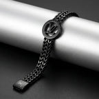 Monogram Interlocking Series | Woven Franco Mesh Bracelet with Engraved Circular Crest