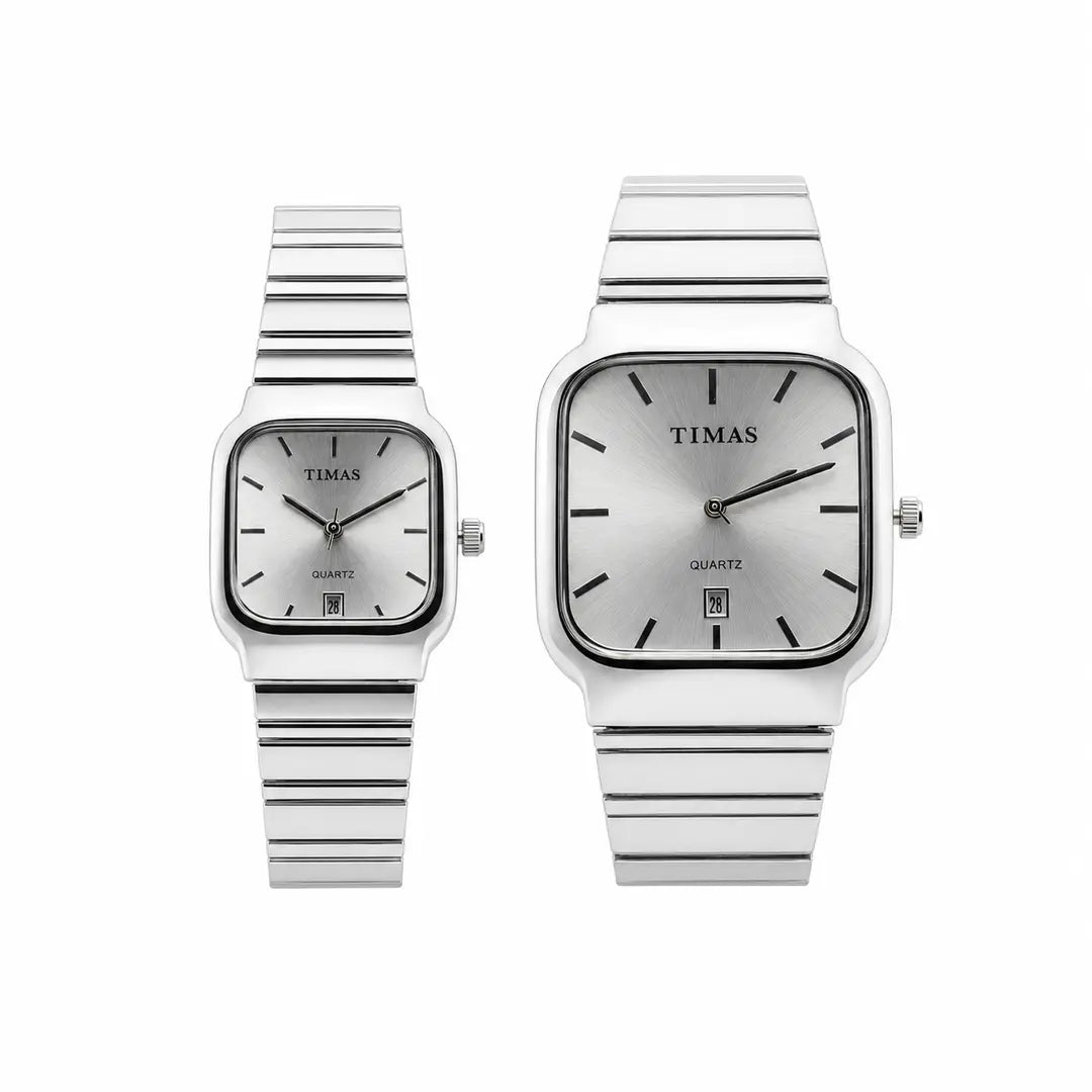 Timas Signature Couple Set | Elegant Square Executive Watches for Men & Women