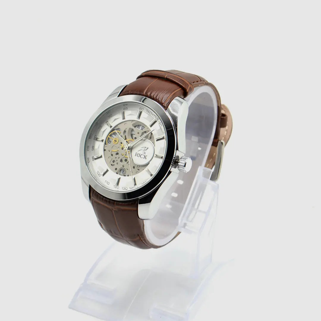 Rick Skeleton Series | Premium Open-Heart Watch With Textured Strap