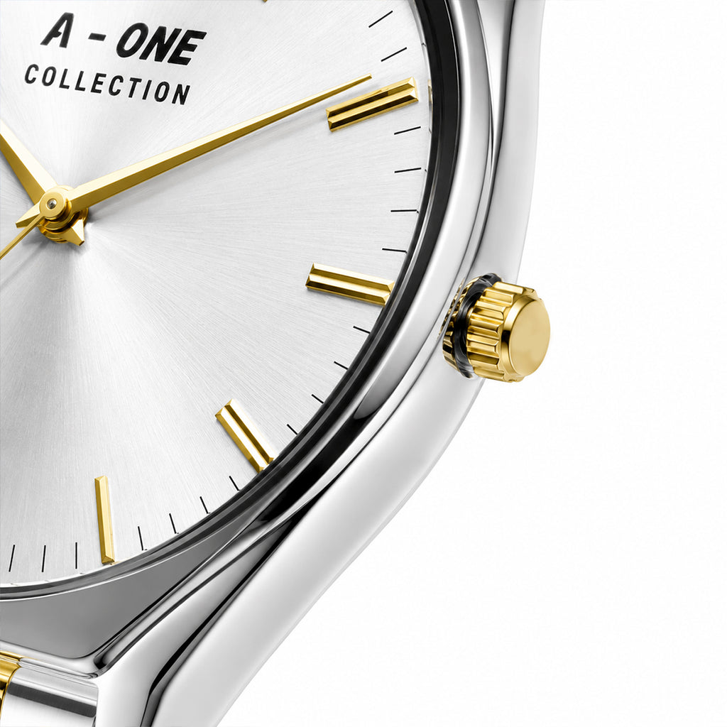A-ONE COLLECTION Executive Edition | Metallic Sunburst Dial Stainless Steel Quartz Watch (AWAM-00271)