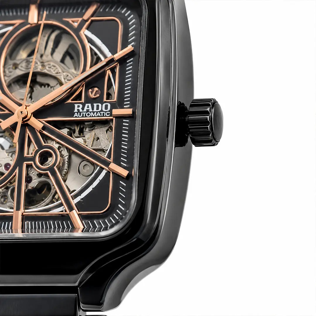 Rado True Square Open Heart (Automatic Master Copy) | Premium Skeleton Dial with Glossy High-Tech Style Bracelet