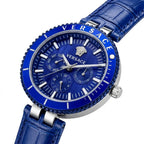 Versace Palazzo Fashion Chronograph | Working Multi-Dial Display with Alligator-Grain Strap