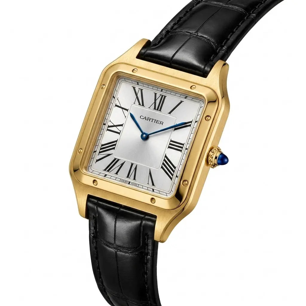 Cartier Santos Dumont (Quartz Master Copy) | Iconic Square Watch with Alligator Leather Strap