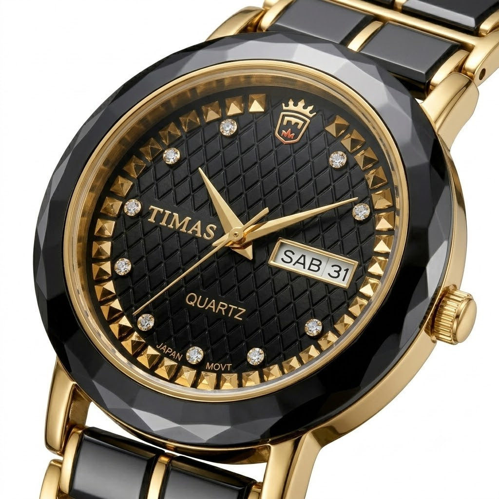 TIMAS Ceramic Diamond-Facet Edition | High-Tech Ceramic Day-Date Quartz Watch