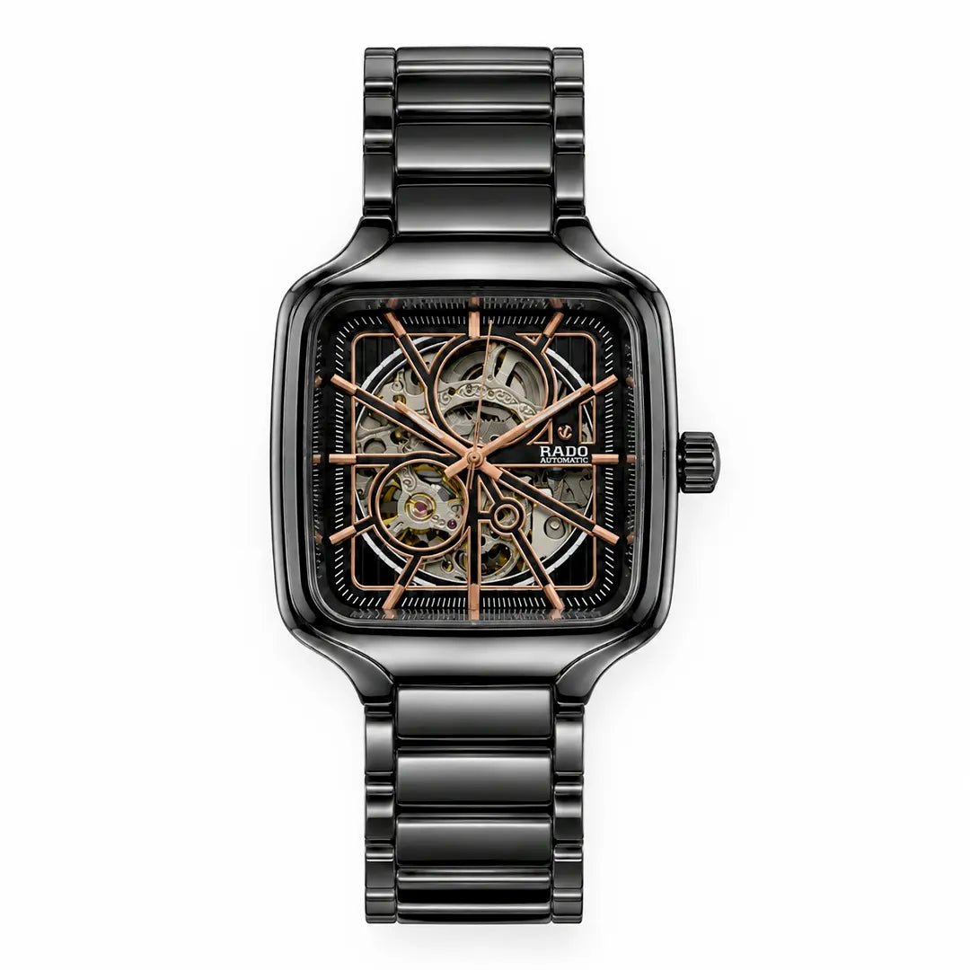 Rado True Square Open Heart (Automatic Master Copy) | Premium Skeleton Dial with Glossy High-Tech Style Bracelet
