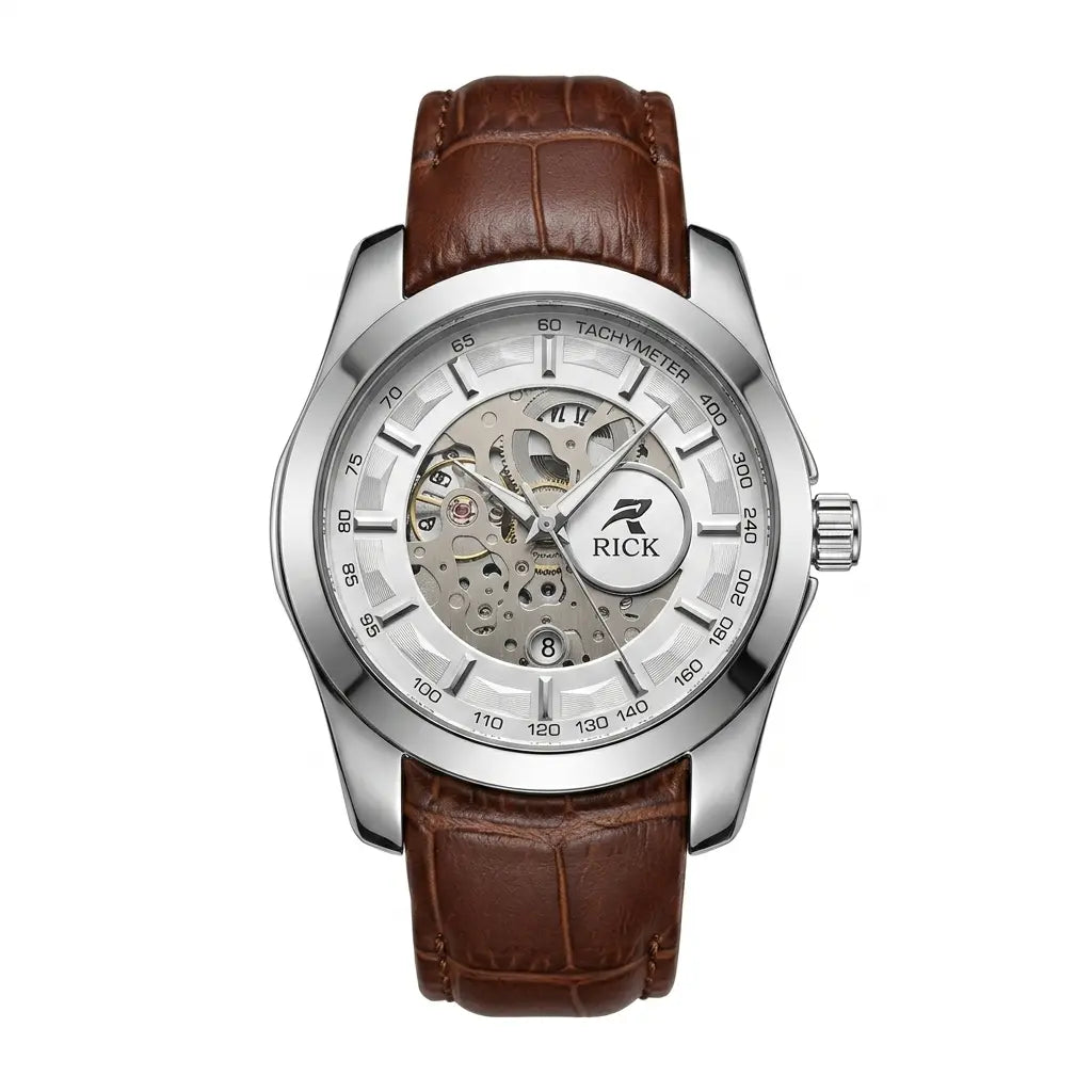 Rick Skeleton Series | Premium Open-Heart Watch With Textured Strap
