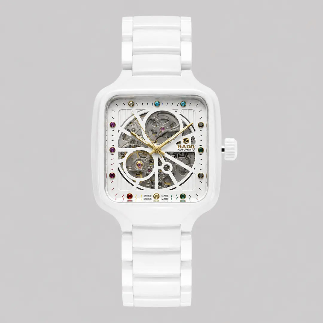 Rado True Square Open Heart (Automatic Master Copy) | Premium Skeleton Dial with Glossy High-Tech Style Bracelet