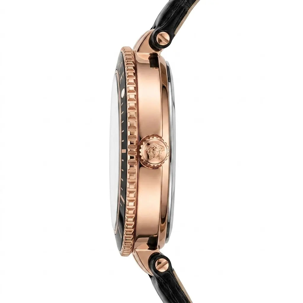 Versace Palazzo Fashion Chronograph | Working Multi-Dial Display with Alligator-Grain Strap