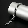 Monogram Interlocking Series | Woven Franco Mesh Bracelet with Engraved Circular Crest