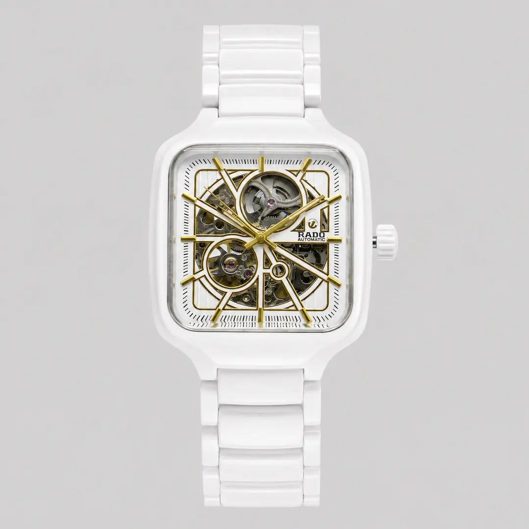 Rado True Square Open Heart (Automatic Master Copy) | Premium Skeleton Dial with Glossy High-Tech Style Bracelet