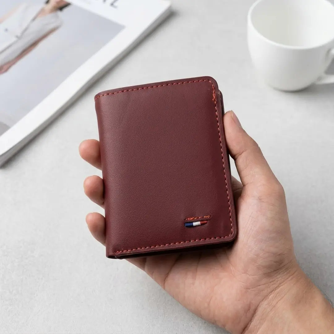 Timas Urban Slim | Premium Vertical Tri-Fold Genuine Leather Wallet