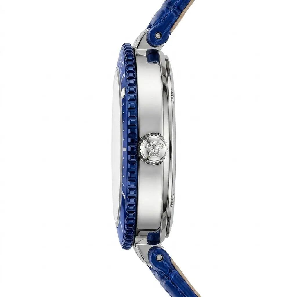 Versace Palazzo Fashion Chronograph | Working Multi-Dial Display with Alligator-Grain Strap