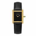 Cartier Grained Textured Leather Strap Elegant Rectangular Tank Watch
