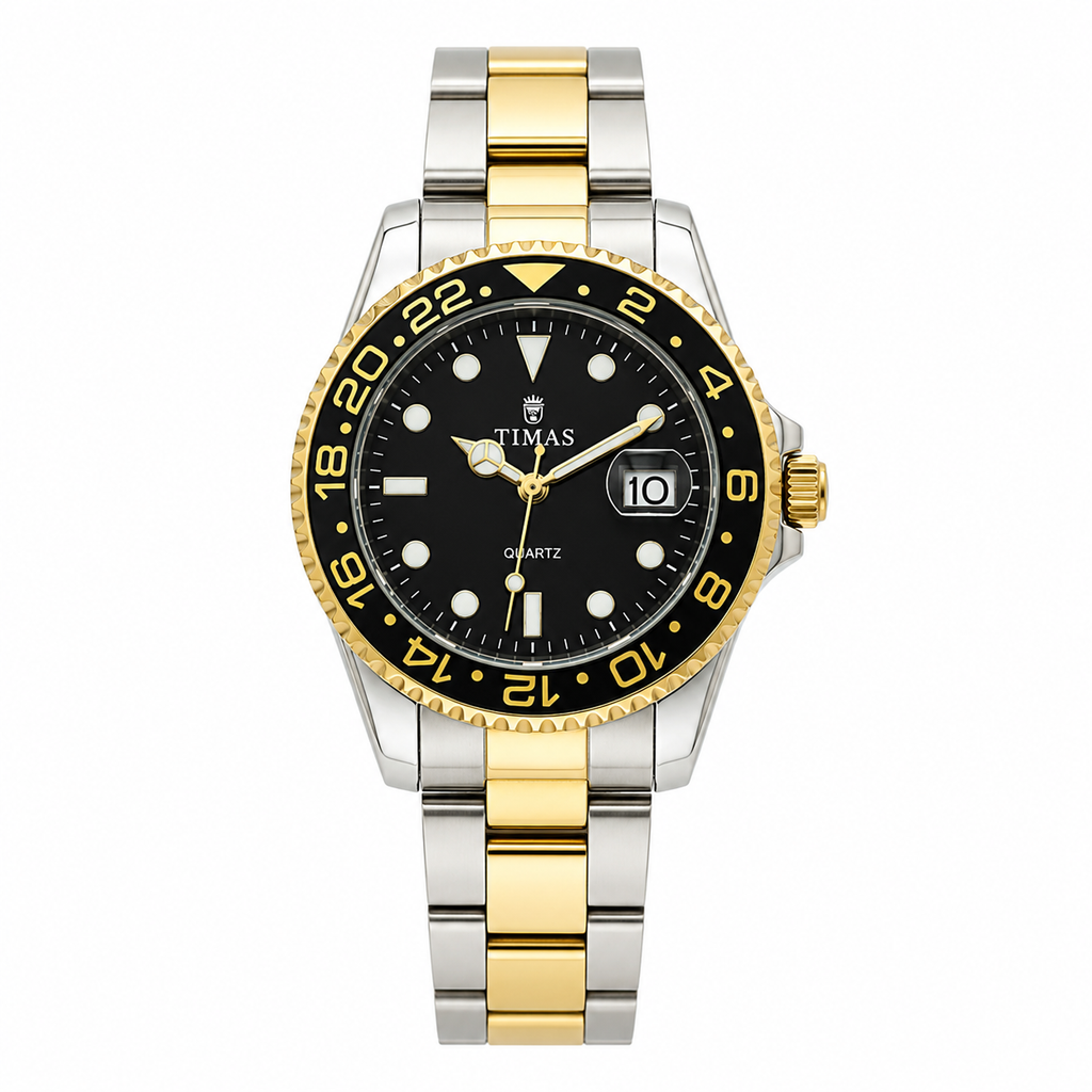Timas Men’s Silver & Black Classic Watch