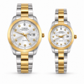 TIMAS Crystal Index Quartz Couple Watch Set with Calendar Display (AWTC-00309)