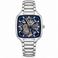 Men's Square Skeleton Automatic Mechanical Watch with Metal Bracelet (AWTM-00203)