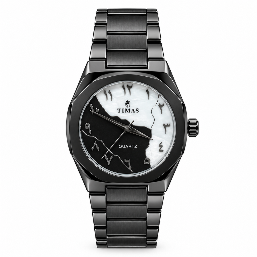 TIMAS Octagonal Bezel Dual-Split Map Dial Quartz Watch with Arabic Numerals (AWTM-00310)