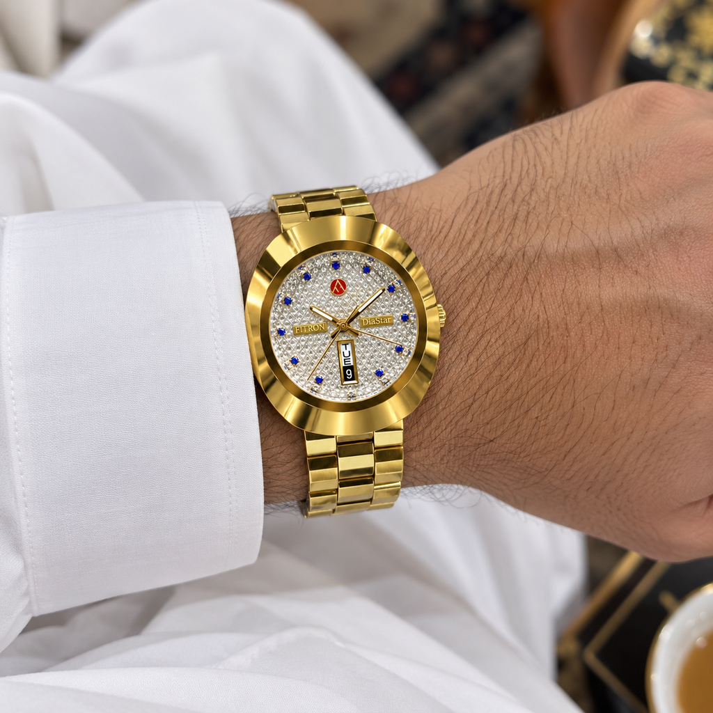 Fitron DiaStar Full Ceramic Luxury Watch with Day-Date Display