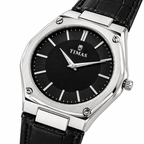 TIMAS Luxury Quartz Men's Watch with Textured Rim Dial & Leather Strap (AWTM-00313)