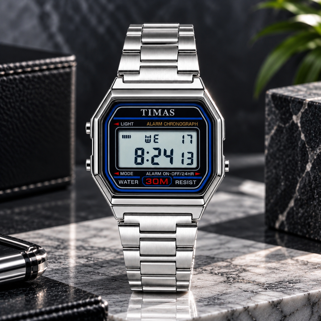 TIMAS Vintage Digital Men's Watch with Alarm, LED Backlight & Chronograph (AWTM-00314)
