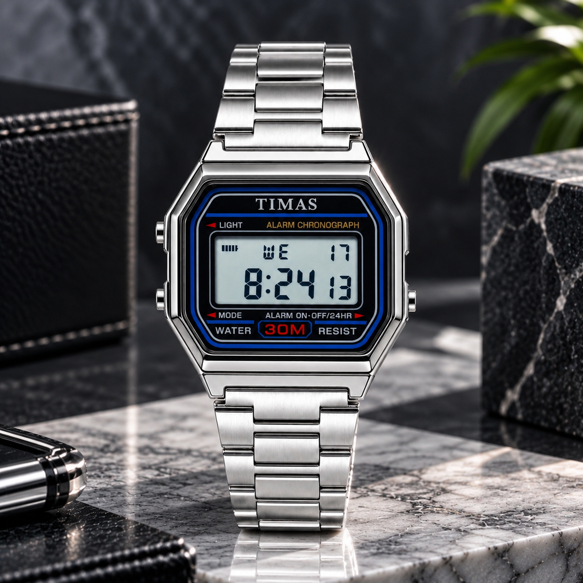TIMAS Vintage Digital Men's Watch with Alarm, LED Backlight & Chronograph (AWTM-00314)