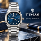 TIMAS Quartz Men's Watch with Grid Textured Dial & Metallic Bracelet (AWTM-00317)
