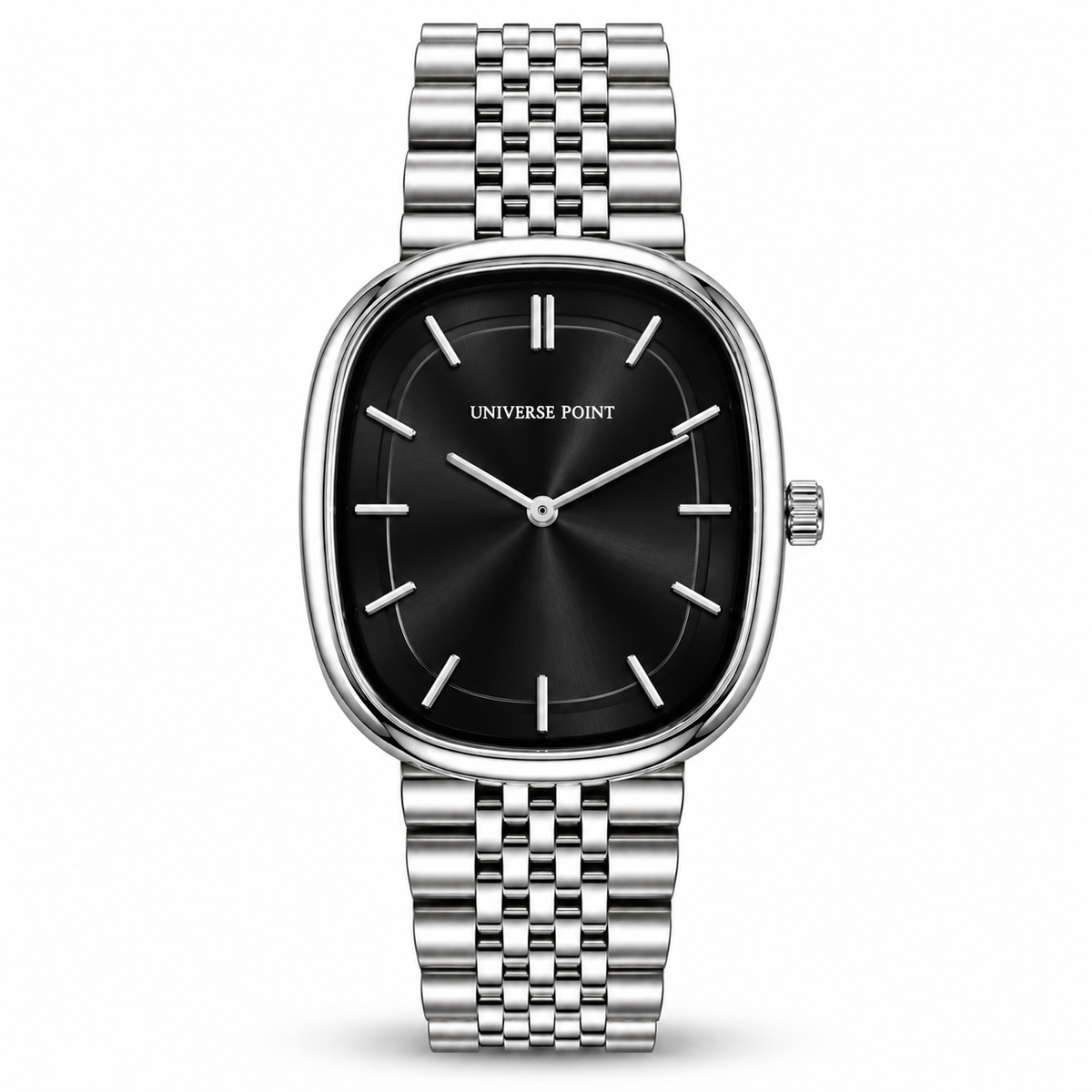 Universe Point Oval Quartz Watch with Sunburst Dial & Fine Metallic Jubilee Bracelet (AWTM-00318)