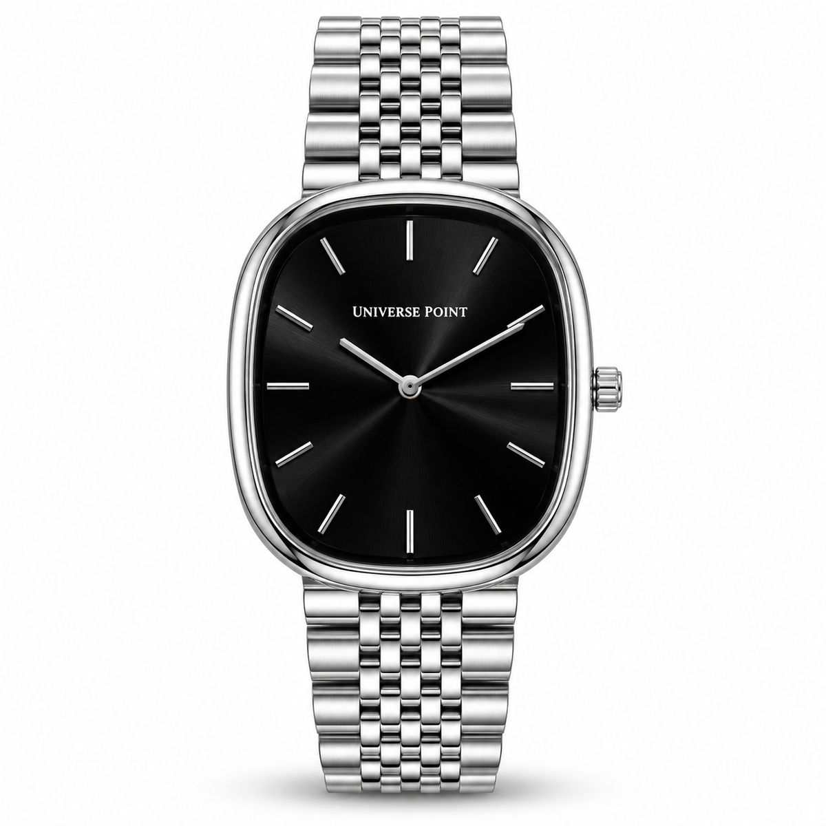 Universe Point Oval Quartz Watch with Sunburst Dial & Fine Metallic Jubilee Bracelet (AWTM-00318)