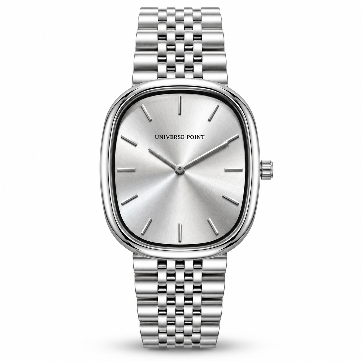 Universe Point Oval Quartz Watch with Sunburst Dial & Fine Metallic Jubilee Bracelet (AWTM-00318)