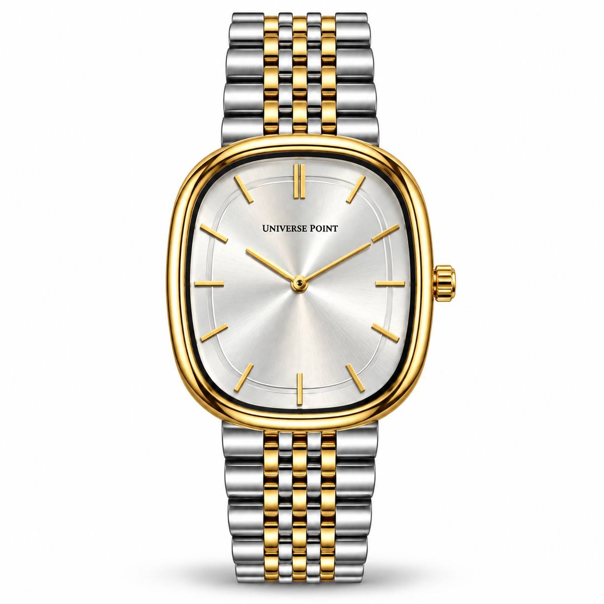 Universe Point Oval Quartz Watch with Sunburst Dial & Fine Metallic Jubilee Bracelet (AWTM-00318)