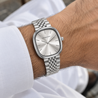 Universe Point Oval Quartz Watch with Sunburst Dial & Fine Metallic Jubilee Bracelet (AWTM-00318)