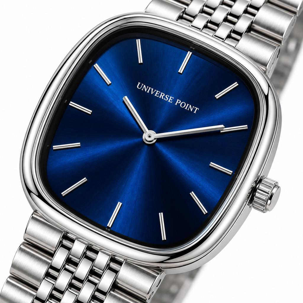 Universe Point Oval Quartz Watch with Sunburst Dial & Fine Metallic Jubilee Bracelet (AWTM-00318)