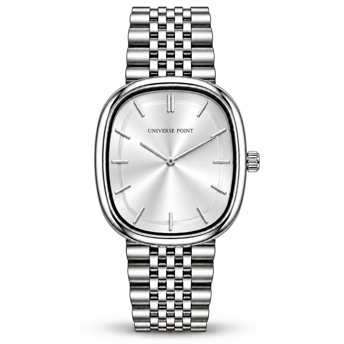 Universe Point Oval Quartz Watch with Sunburst Dial & Fine Metallic Jubilee Bracelet (AWTM-00318)