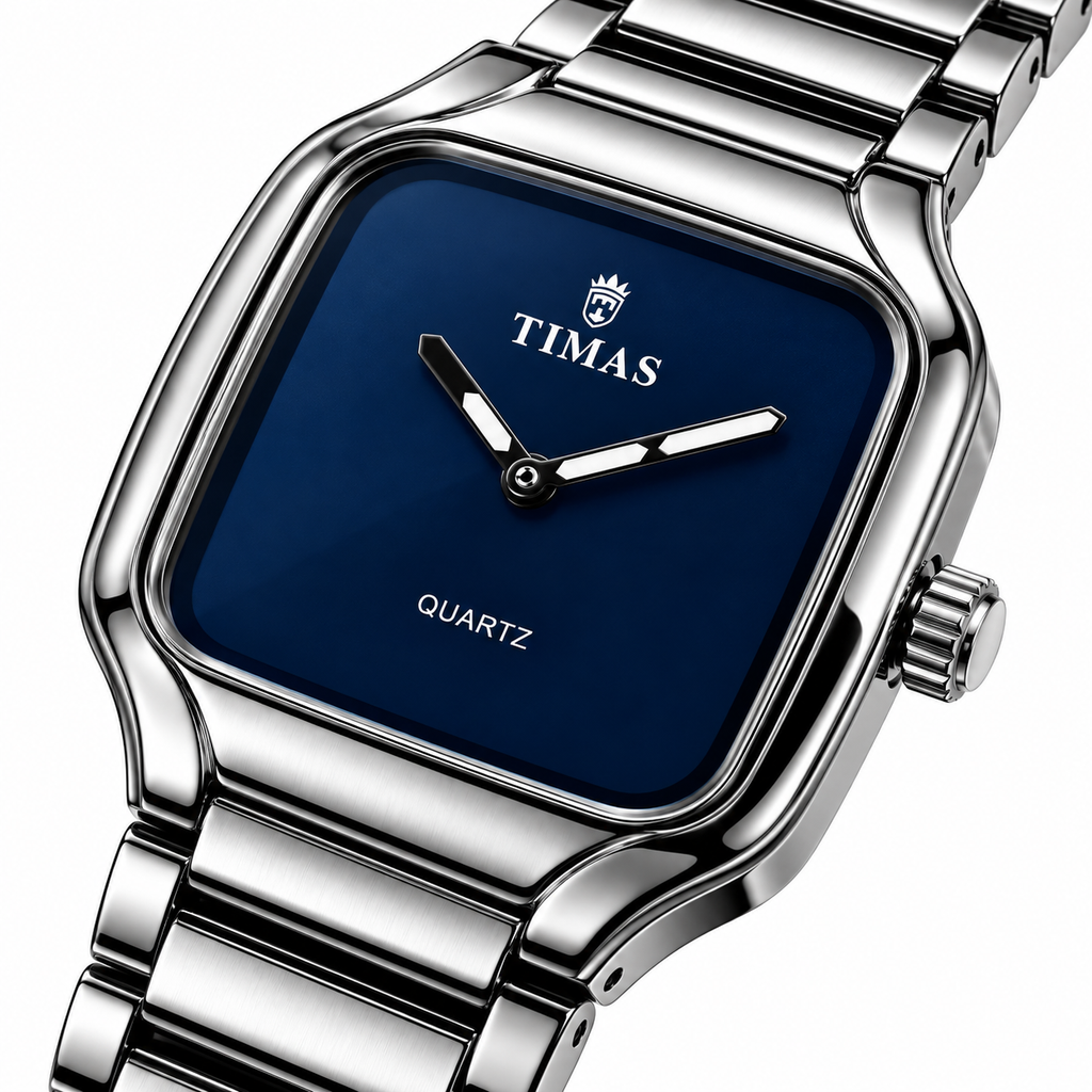 TIMAS Modern Square Quartz Watch with Minimalist Dial & Metallic Bracelet (AWTM-00320)