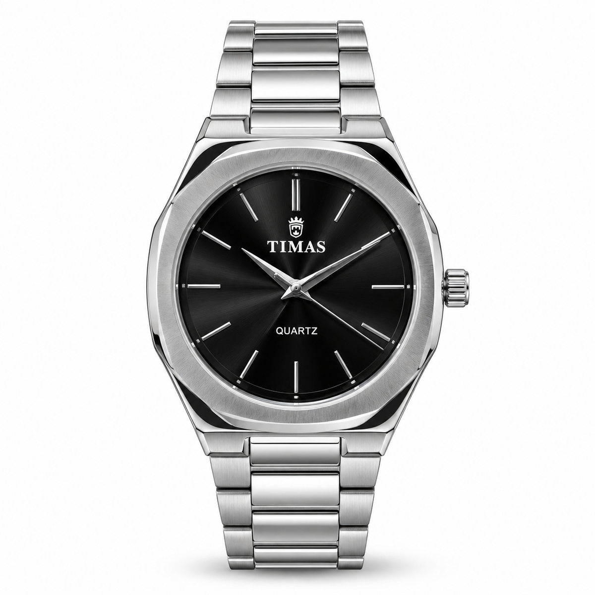 TIMAS Octagonal Quartz Men's Watch with Sunburst Dial & Integrated Metallic Bracelet (AWTM-00321)