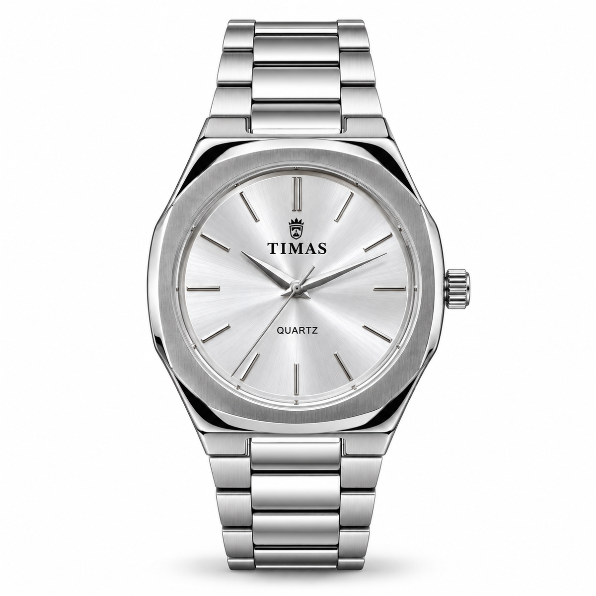 TIMAS Octagonal Quartz Men's Watch with Sunburst Dial & Integrated Metallic Bracelet (AWTM-00321)