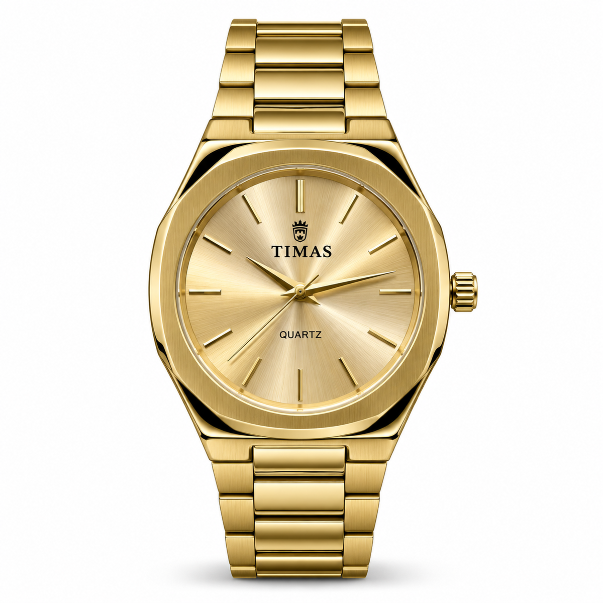 TIMAS Octagonal Quartz Men's Watch with Sunburst Dial & Integrated Metallic Bracelet (AWTM-00321)