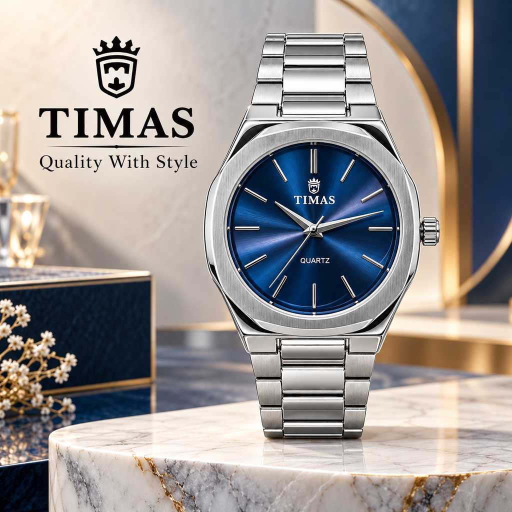 TIMAS Octagonal Quartz Men's Watch with Sunburst Dial & Integrated Metallic Bracelet (AWTM-00321)