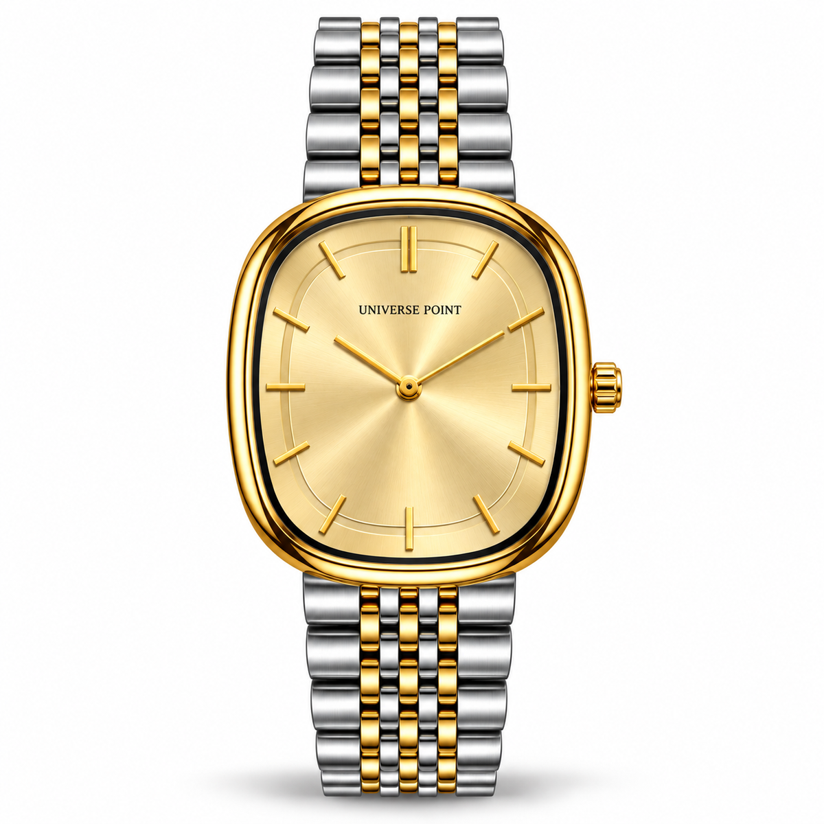Universe Point Oval Quartz Watch with Sunburst Dial & Fine Metallic Jubilee Bracelet (AWTM-00318)