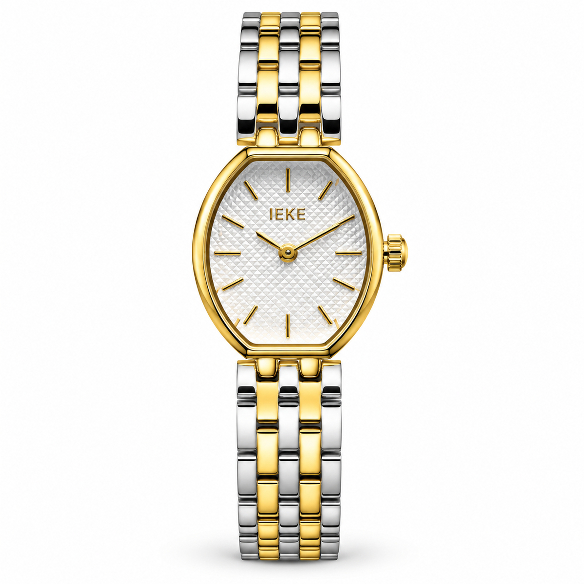 IEKE Oval Quartz Ladies Watch with Textured Dial & Multi-Link Metallic Bracelet (AWTL-00322)