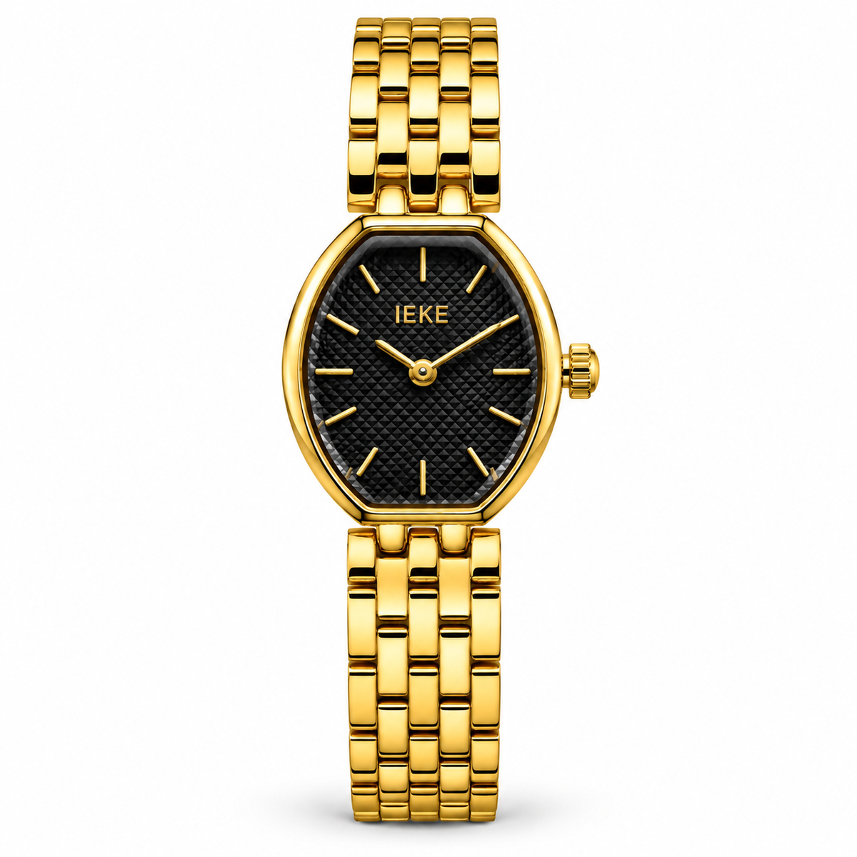 IEKE Oval Quartz Ladies Watch with Textured Dial & Multi-Link Metallic Bracelet (AWTL-00322)