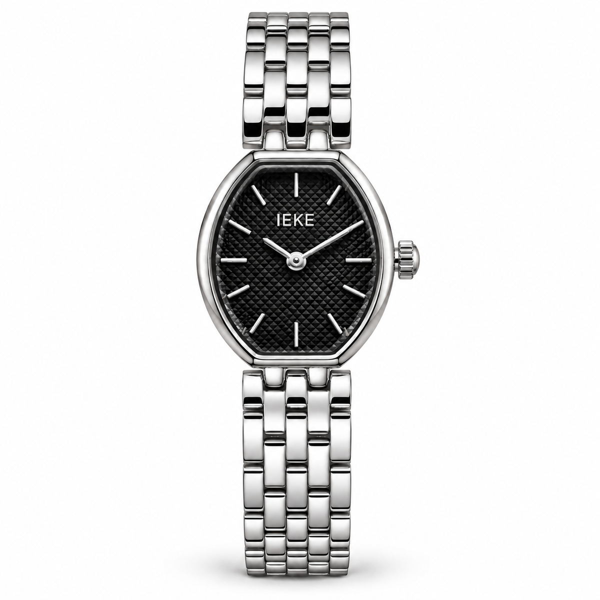IEKE Oval Quartz Ladies Watch with Textured Dial & Multi-Link Metallic Bracelet (AWTL-00322)