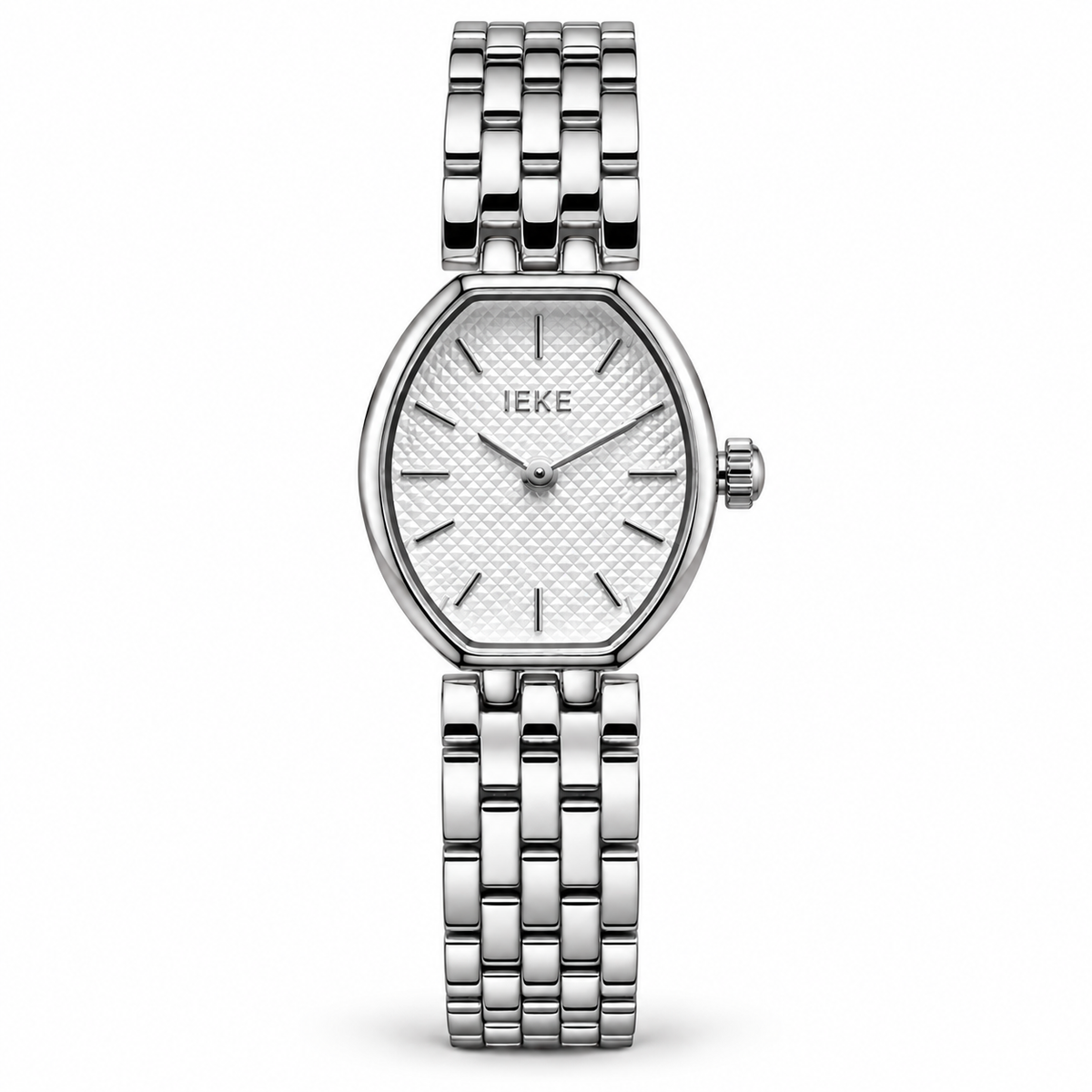 IEKE Oval Quartz Ladies Watch with Textured Dial & Multi-Link Metallic Bracelet (AWTL-00322)