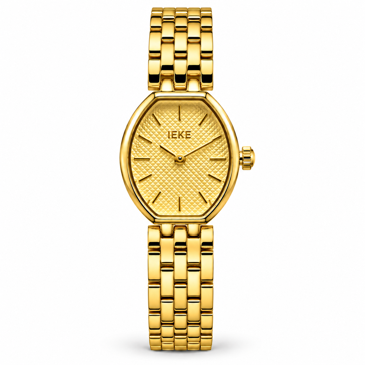 IEKE Oval Quartz Ladies Watch with Textured Dial & Multi-Link Metallic Bracelet (AWTL-00322)