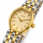 IEKE Oval Quartz Ladies Watch with Textured Dial & Multi-Link Metallic Bracelet (AWTL-00322)