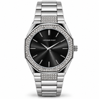 Universe Point Octagonal Quartz Watch with Crystal Bezel & Metallic Bracelet (AWUM-00324)