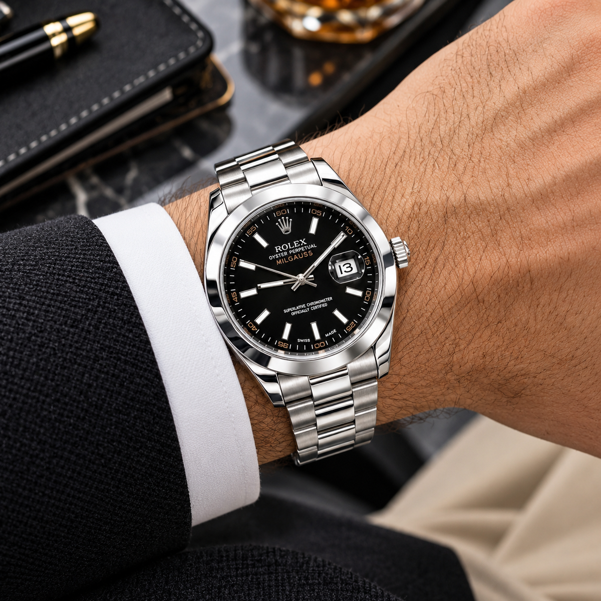 Rolex Classic Men's Watch with Sunburst Dial, Date Display & Metallic Oyster Bracelet (AWRM-00325)