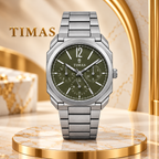 TIMAS Octagonal Quartz Men's Watch with Multi-Subdial Display & Two-Tone Metallic Bracelet (AWTM-00326)